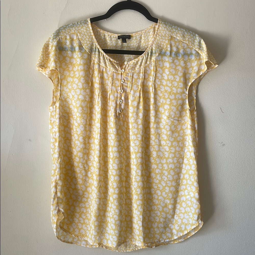 Talbots Yellow Cream Relaxed Buttoned Blouse
